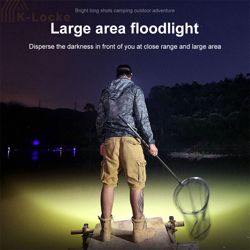Faro LED portátil recargable, potente linterna de cabeza para pesca nocturna, impermeable, para acampar al aire libre, Sensor de minero