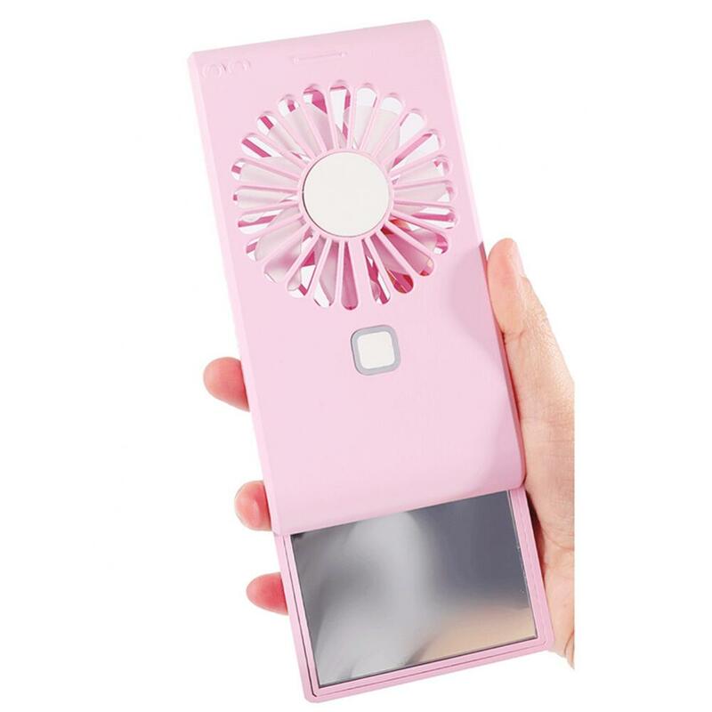 3 velocidade do vento ajustável mini ventilador forma do telefone portátil usb carregamento ventilador de refrigeração com suporte espelho de maquiagem fácil de transportar para outdoo