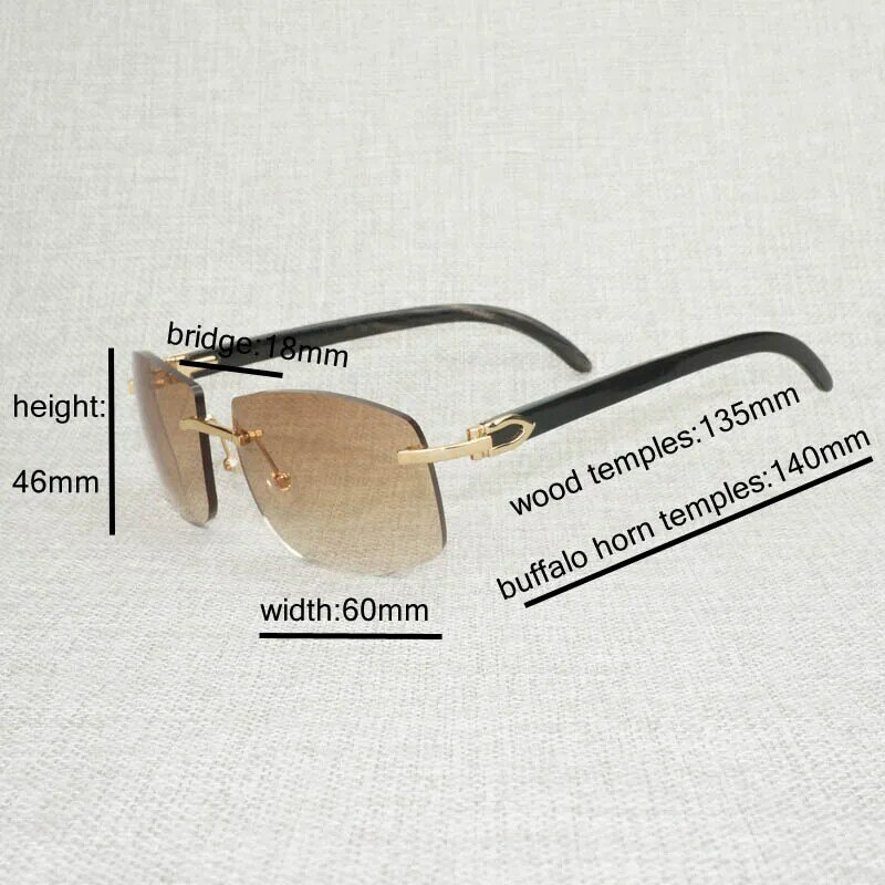 Vintage Kayu Alami Kebesaran Kacamata Hitam Pria Hitam Putih Tanduk Kerbau Warna Tanpa Bingkai Kayu Kacamata untuk Klub Mengemudi Oculos Gafa