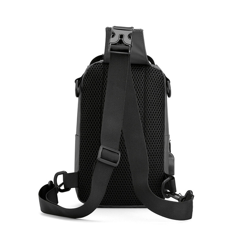 Bolso de pecho multifunción para hombre, impermeable, tipo bandolera bolso de hombro, con asa superior, carga USB, estilo deportivo informal, novedad