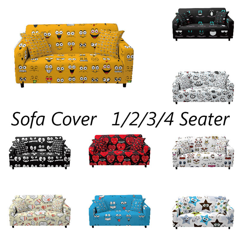 Elastische Sofa Cover Leuke Facial Emoticon Stretch Sectionele Bank Cover Silp-Slip Sofa Silpcover Furniture Covers
