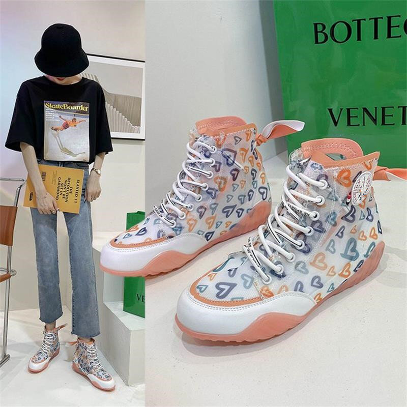 Zapatos de moda para mujer, calzado con estampado de malla con cordones y lazo, zapatillas informales cómodas para todas las estaciones KM270, novedad de 2021
