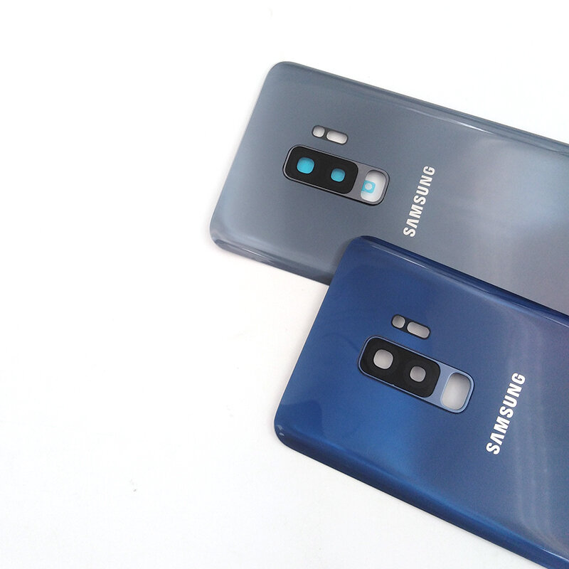 Untuk Samsung S9 Penutup Baterai Belakang Kaca Bagian Pengganti Panel Casing Rumah Pintu Belakang untuk Galaxy S9 Plus S9 + & Lensa Kamera + Logo