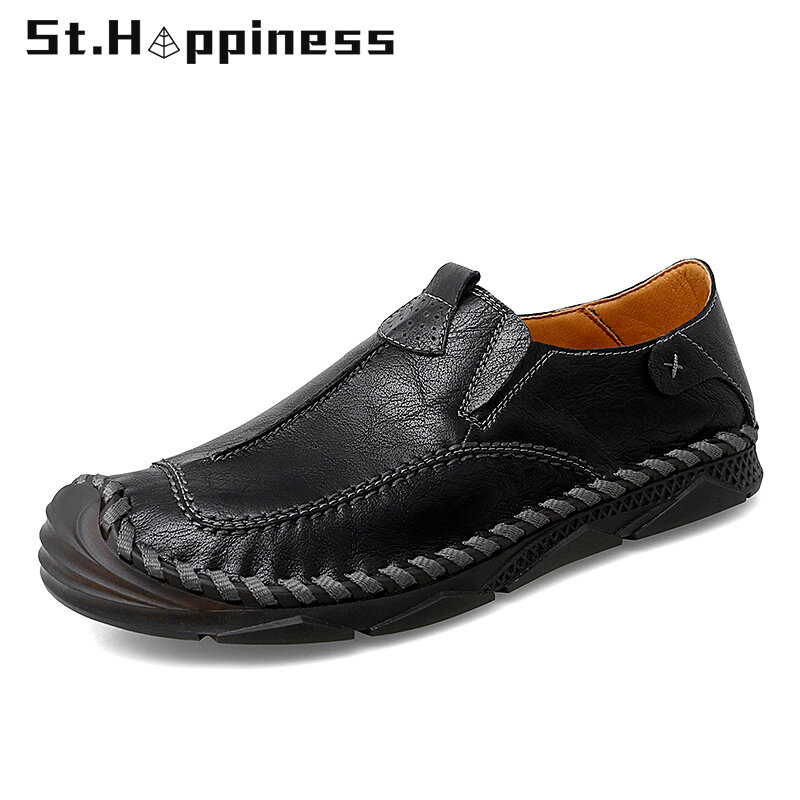 2021 nowych mężczyzna obuwie moda miękkie skórzane buty do jazdy samochodem marki Slip On płaskie buty mokasyny mokasyny męskie buty duży rozmiar 48