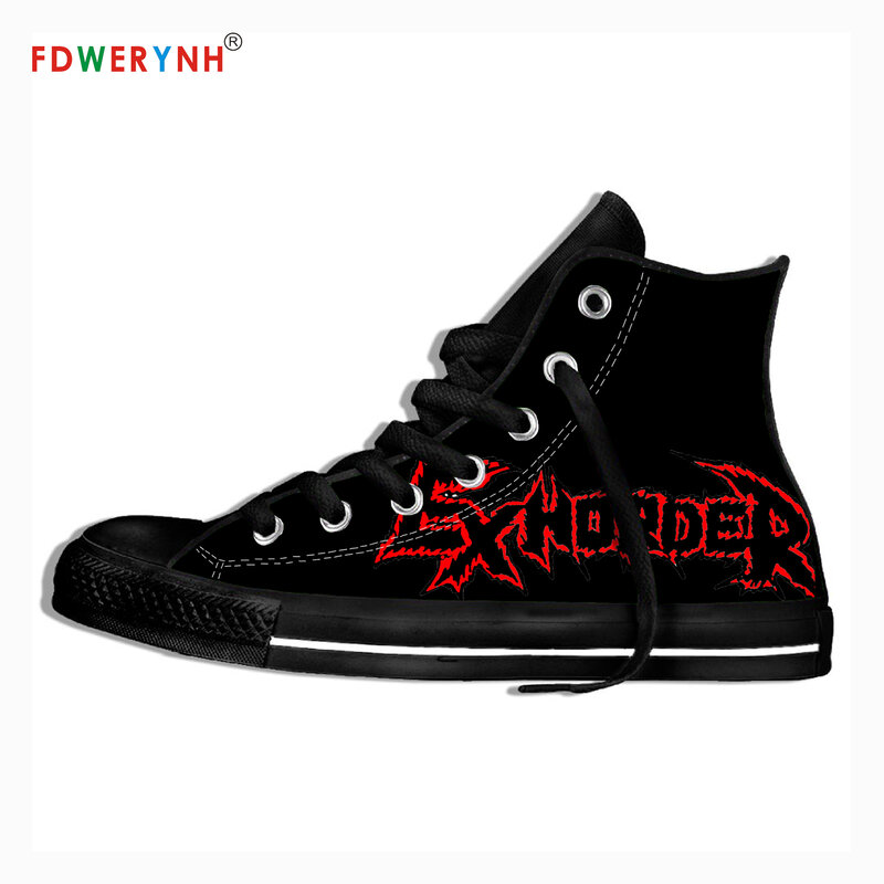 Exhorder – chaussures légères et respirantes avec Logo de bande en métal lourd, souliers décontractés en toile à dentelle
