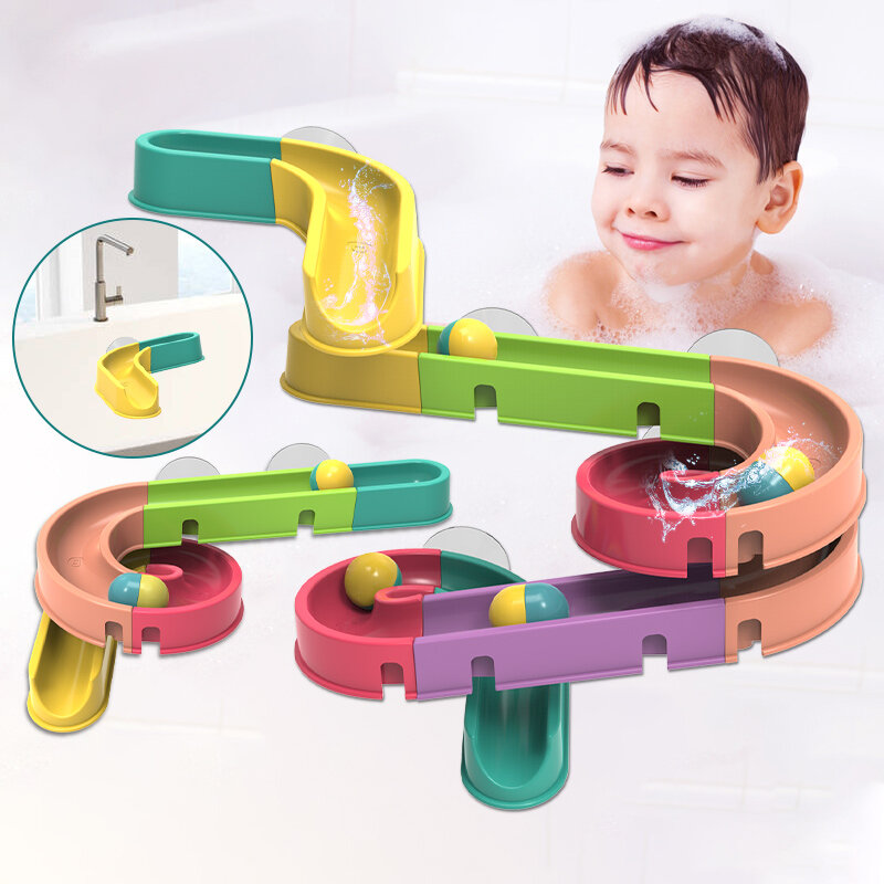 Baby Slide tracce tubazione Rolling Ball giocattoli bagno arcobaleno marmo corsa corsa doccia montaggio vasca da bagno bagno per bambini acqua da gioco