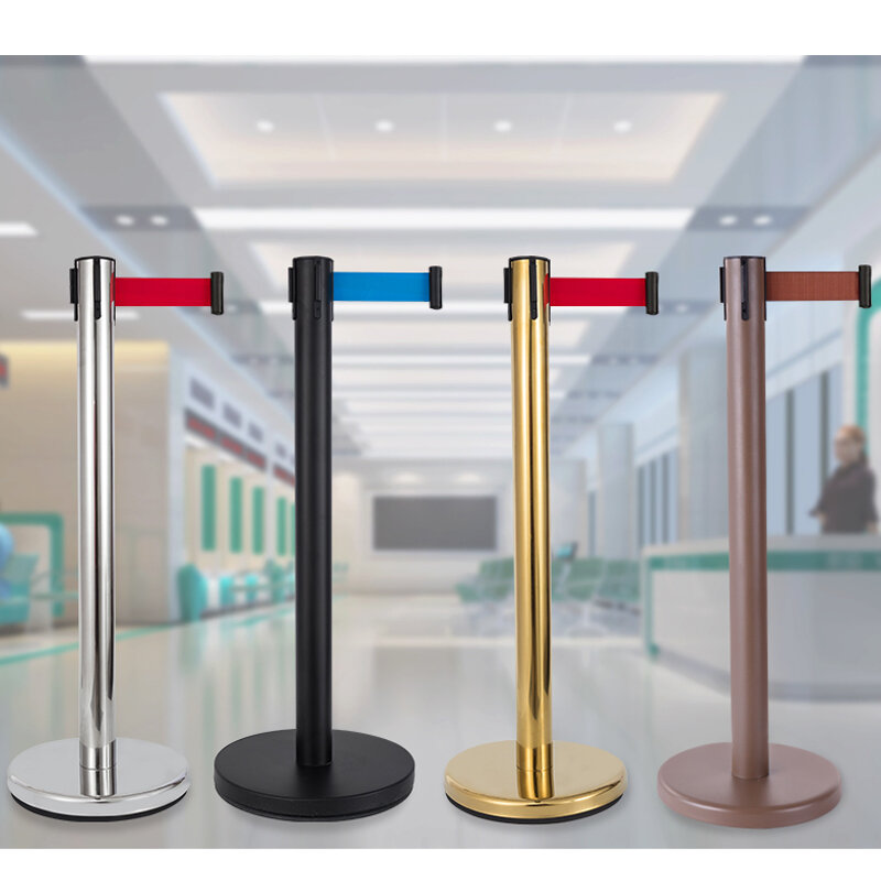 2m 3m 5m Retractable Belt Barrier Stainless Steel Crowd Control Stanchion Length and Color Optional