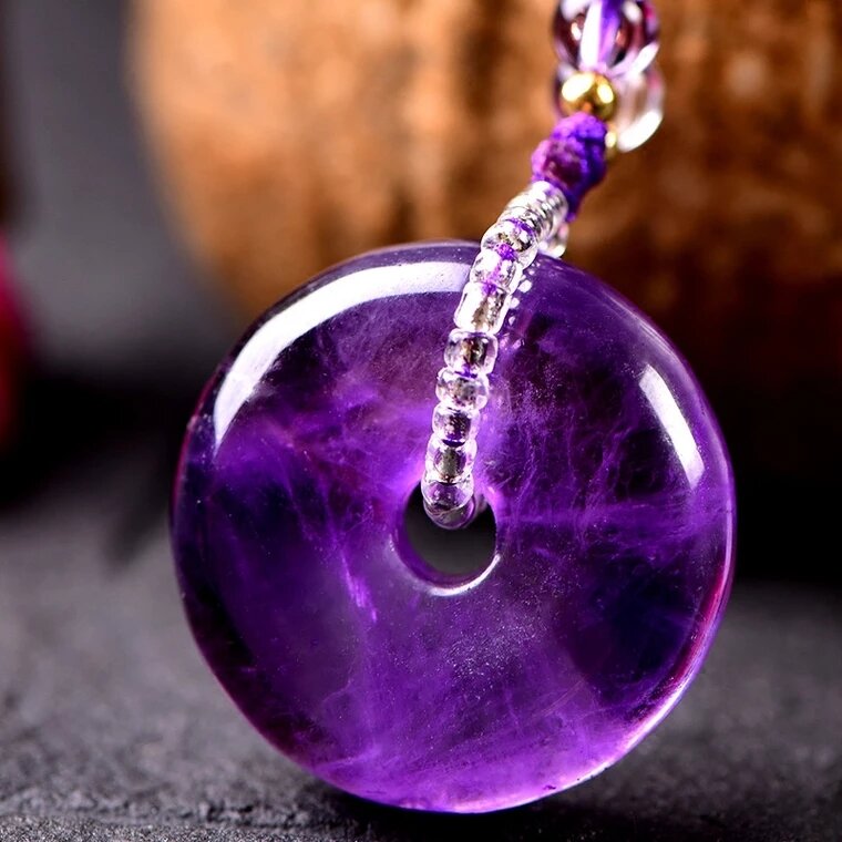 Collier à pendentif en Quartz naturel, améthyste violette lavande véritable, rond en cristal, 20x10mm, blanc, AAAAA