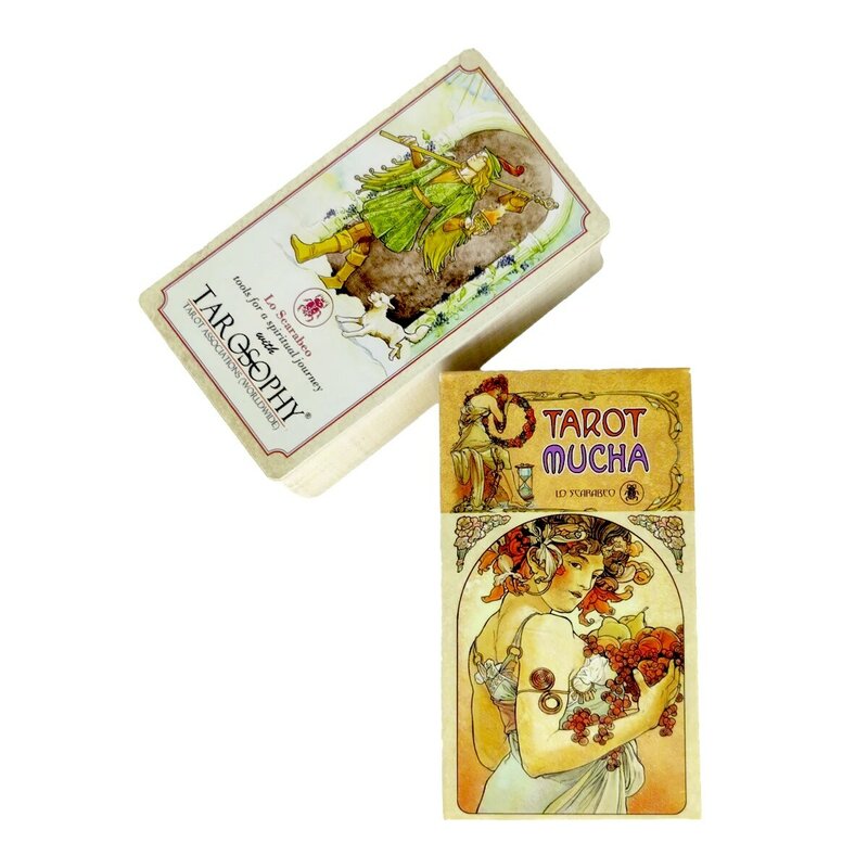 Juego de mesa The Mucha Tarot Cards, guía mística, entretenimiento de adivinación, admite venta al por mayor, 78 hojas por caja