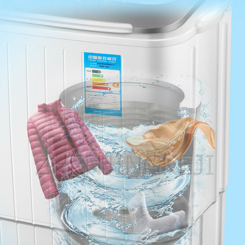 5KG Kecil Mini Mesin Cuci Rumah Ganda Barel Semi-otomatis Portabel dengan Dehidrasi Spin Dry Washer Peralatan Rumah Tangga