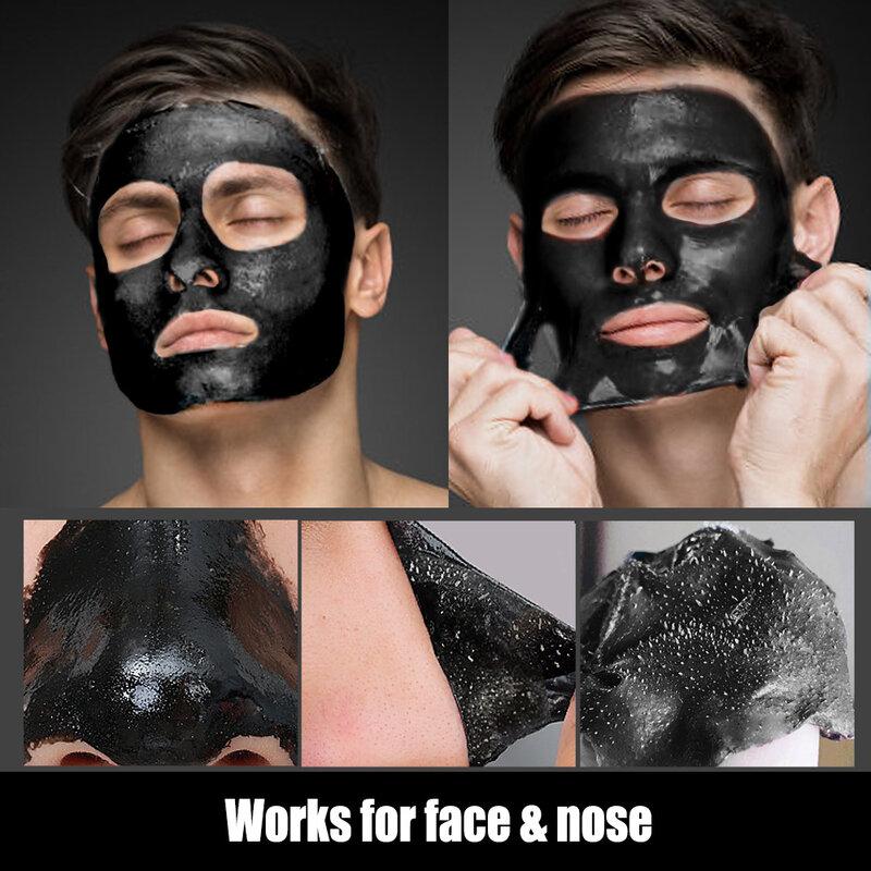 JVR Masque noir soins de la peau du visage masques faciaux au charbon de bambou enlever les points noirs point acné masque Peeling nez du visage nettoyage en profondeur