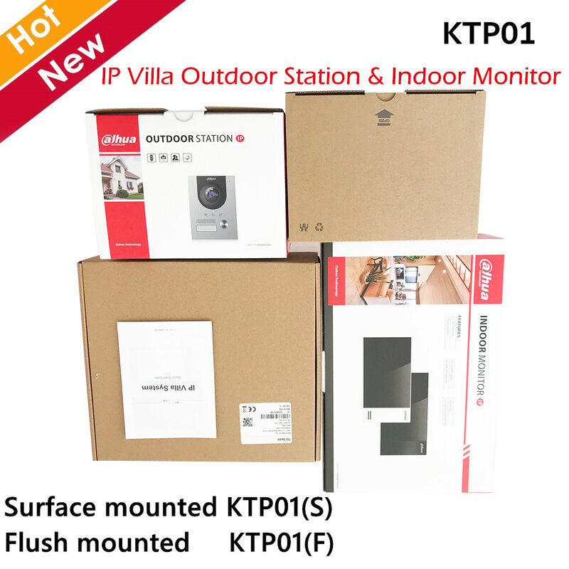 Dahua Video Sprechanlagen Kit IP Villa Outdoor Station und Innen Monitor 2MP Kamera nachtsicht Oberfläche und Flush Montiert Optional