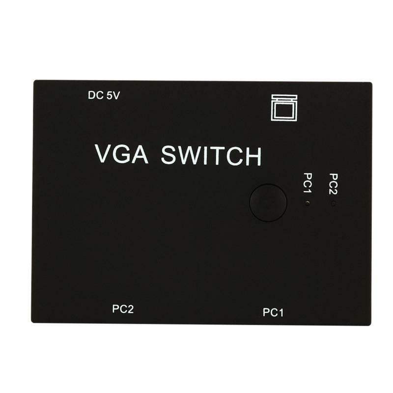 Seletor video da caixa do interruptor de 2 portas vga 2 em 1 para fora para o conversor video do pc do lcd