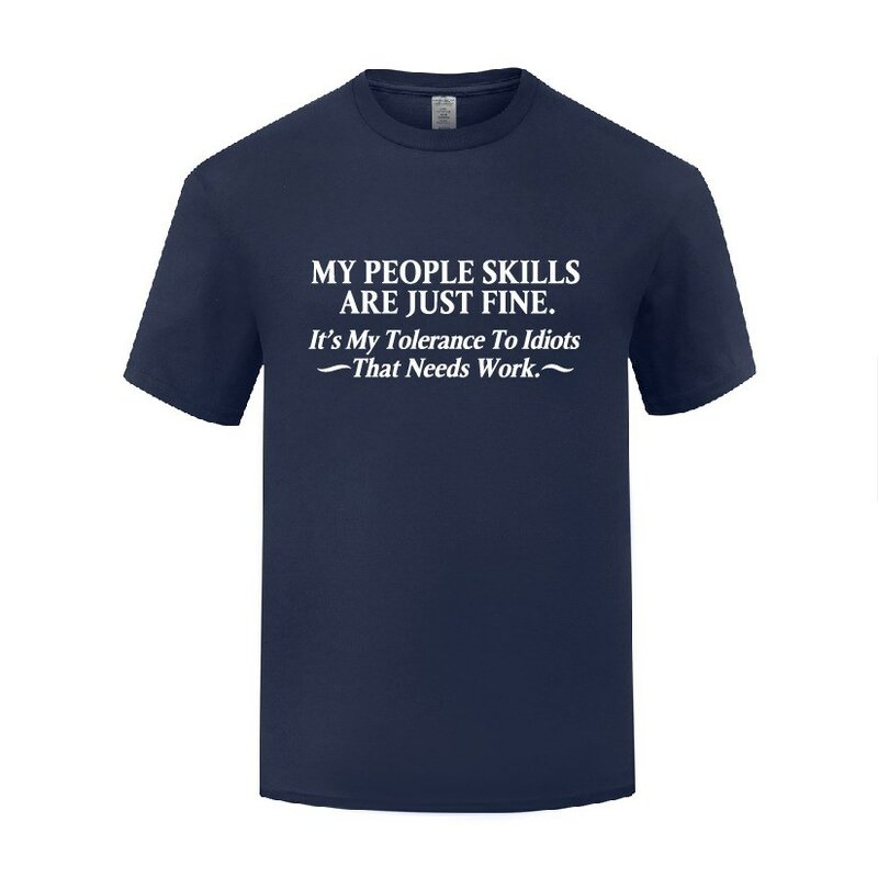 T-shirt manches courtes col rond homme, estival et humoristique, en coton, avec mes compétences fines imprimées, S-3XL