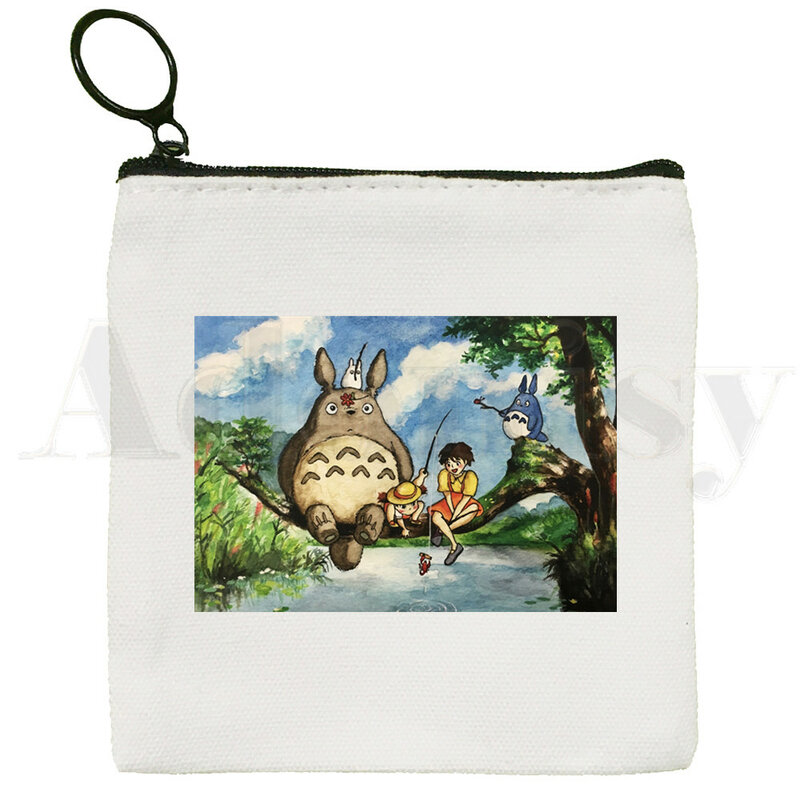 Totoro Studio Ghibli Kawaii Miyazaki Hayao Anime portamonete illustrazione portachiavi semplice piccola borsa di stoffa nuova borsa portamonete creativa