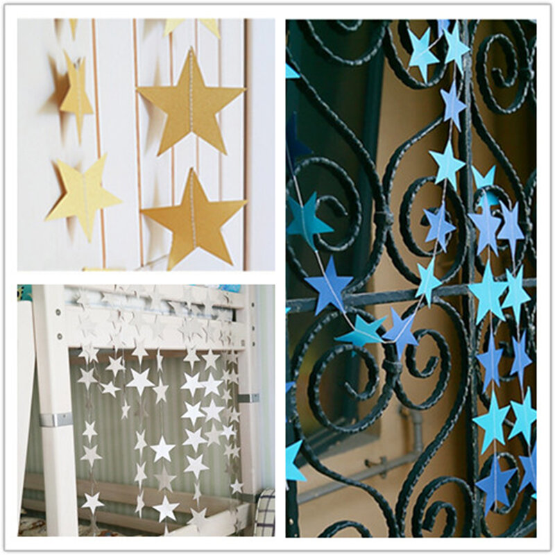 4M Star Paper Garland Bunting Drop Baby Shower Wedding Decoration Party T5M8