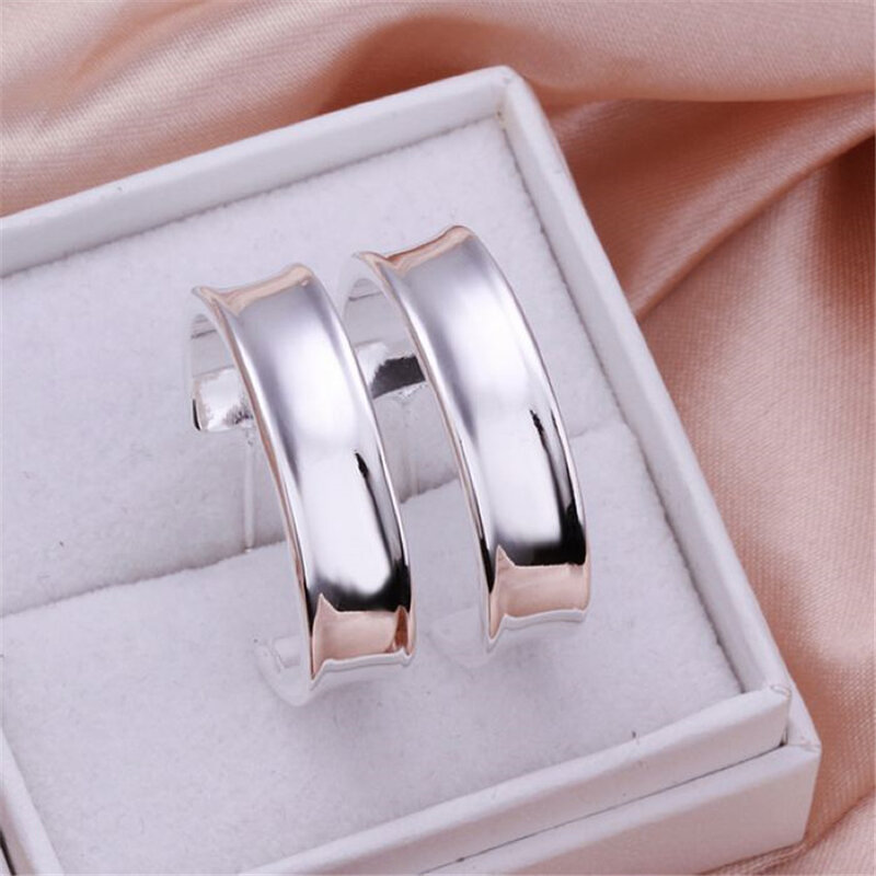 Beautiful for women noble favorite wild fashion silver plated stud earrings wedding nice high quality Silver color jewelry E078