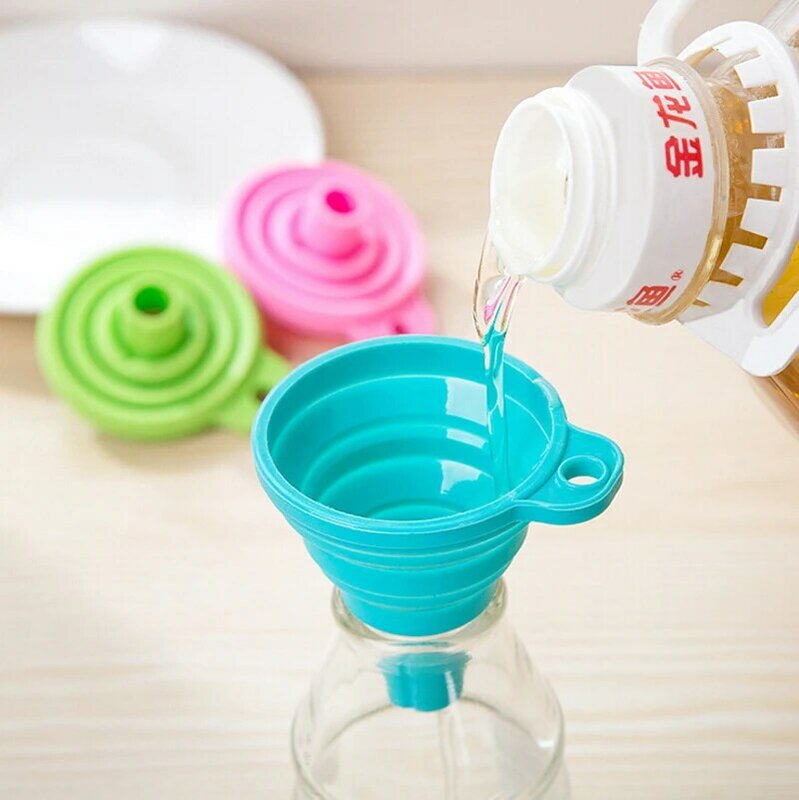Practical 1 Small Appliance Silicone Collapsible Funnel Portable Collapsible Kitchen Household Tool Liquid Storage Device SQ0059