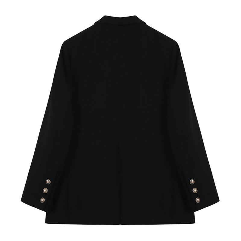 Blazer et manteau unis surdimensionnés, Design épissé, veste Streetwear coréenne à Double boutonnage, col en V, printemps 2021