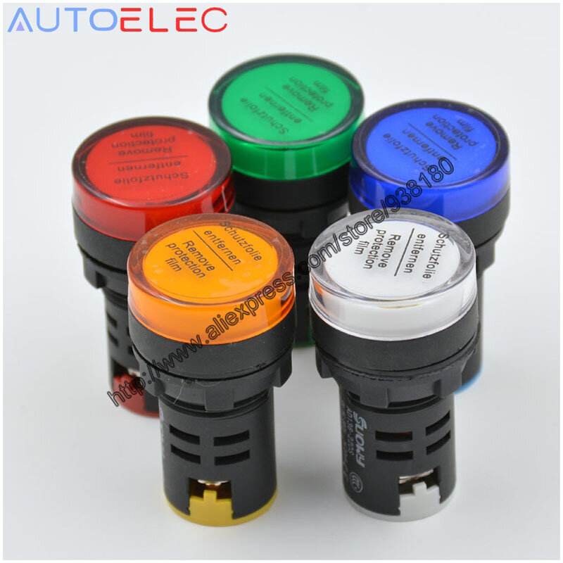 Luces LED indicadoras de potencia, lámpara de señal de 5 colores para gabinete de distribución de energía, AD136-22DS/AD22-22DS, 22mm, 5 uds.