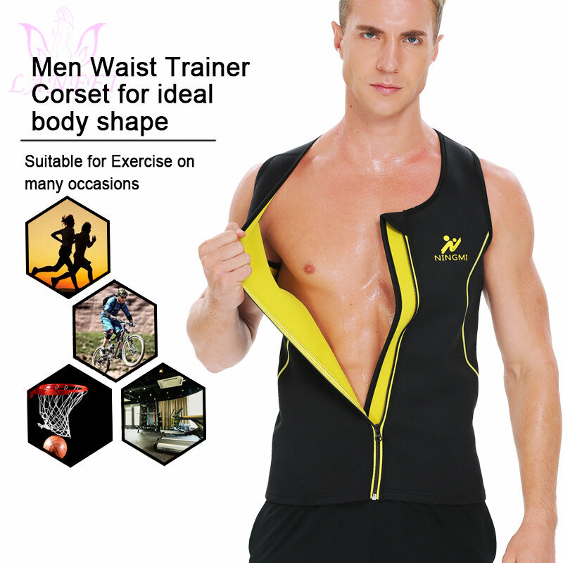LANFEI – gilet d'entraînement à la taille en néoprène pour hommes, vêtement amincissant pour la perte de poids, Corset de Sauna