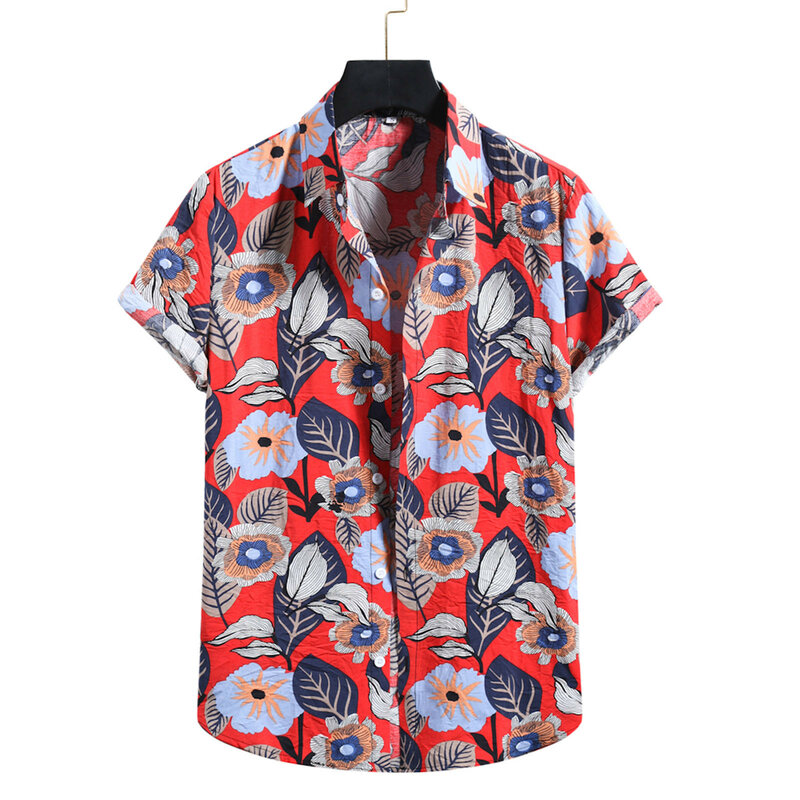 61 #2021 moda uomo T Shirt Cardigan manica corta Hawaiian Beach Flower T Shirt uomo dolcevita camicia abiti estivi Vintage