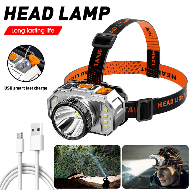 Lampe frontale LED Rechargeable et étanche, avec bandeau réglable, pour la pêche en plein air, cyclisme, randonnée, accessoire