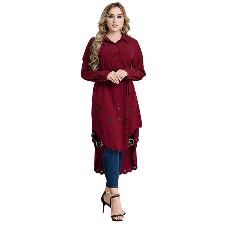 Abaya – tunique à manches longues pour femmes musulmanes, coupe-vent avec boutons, dernière mode de vêtements islamiques, hauts design, 2020