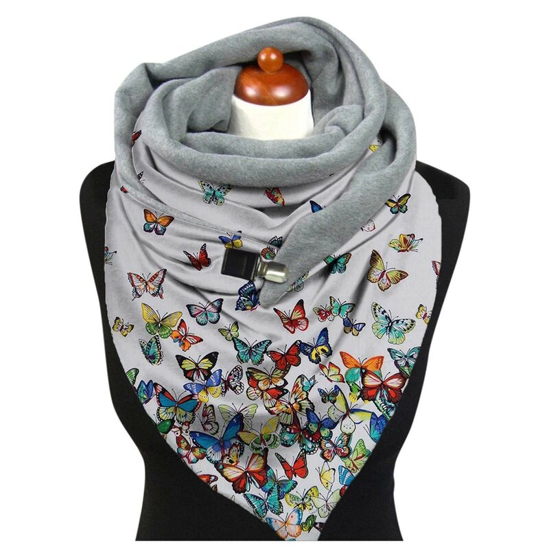 Шарф женский зимний, Модный мягкий шарф с принтом бабочки, теплые шарфы, шали, повседневные многофункциональные ветрозащитные женские шарф...