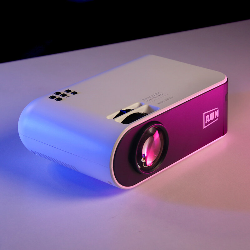 AUN-miniproyector LED para cine en casa modelo W18, dispositivo de proyección de 2800 lúmenes con Android 6,0, wifi W18D opcional, compatible con Full HD 1080P