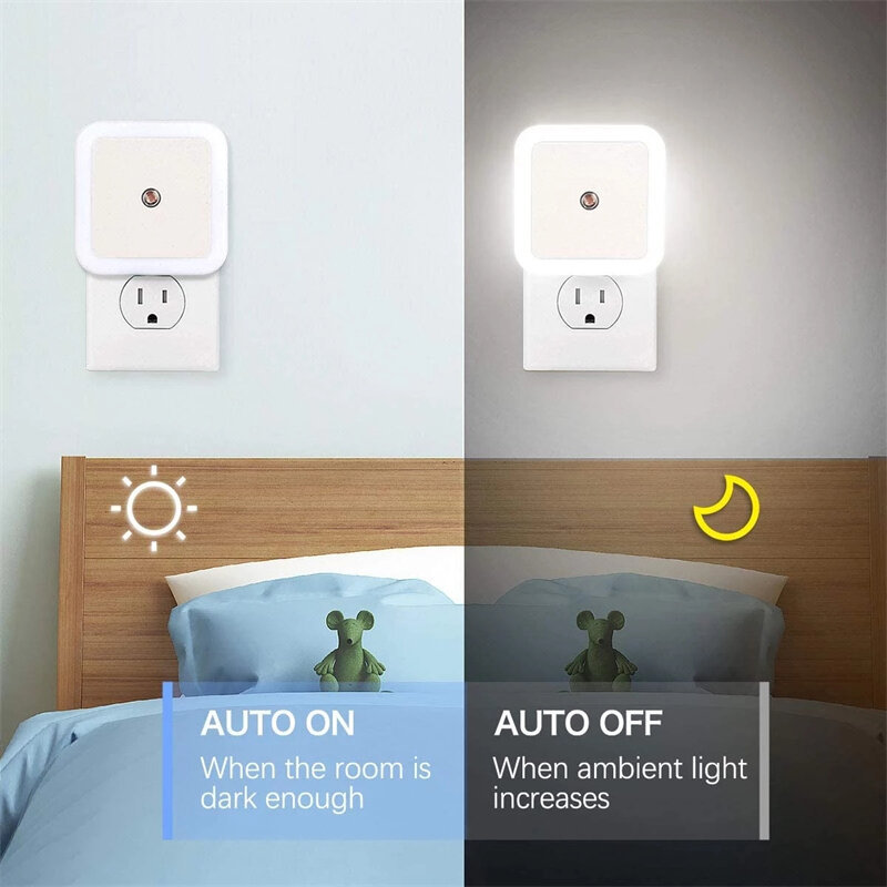 Sensor de luz nocturna LED inalámbrico para niños, Mini lámpara de pasillo con enchufe europeo y estadounidense, para dormitorio, sala de estar y pasillo