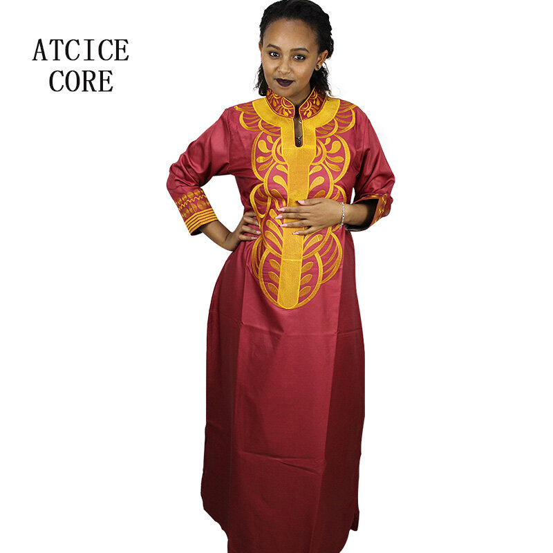 Novo africano bazin bordado vestidos vestido longo sem lenço material macio la066