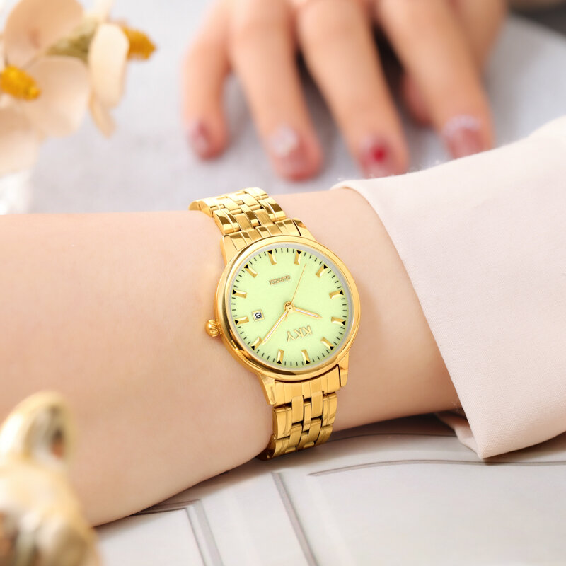 Hotest New Creative Fashion Vintage Business Couple Watches Luxury KKY Brand Gold Quartz Watch Lover Party orologio impermeabile 2021