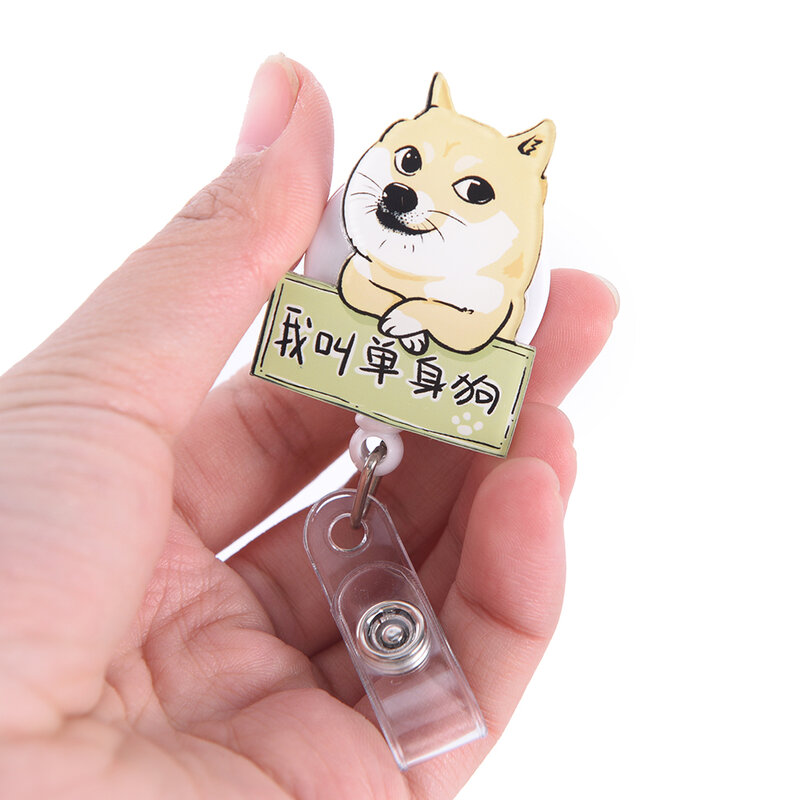 1Pc Retractable Badge Reel Mini Cartoon Dog The New Student Nurse Exihibiton ID Name Card Badge Holder Office Supplies New