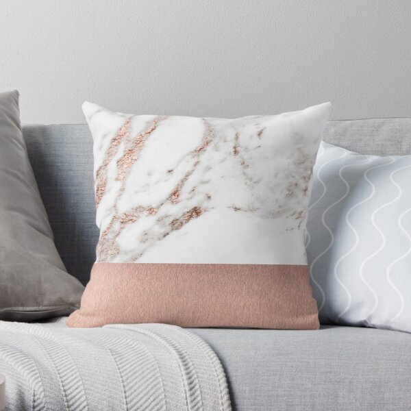 Ouro rosa mármore e folha macio decorativo lance travesseiro capa para almofadas de casa não incluído