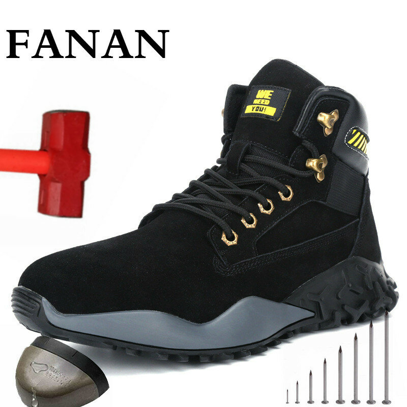 Мужские уличные ботинки FANAN со стальным носком, защитная Нескользящая рабочая обувь, удобные легкие, большие размеры 48, на зиму