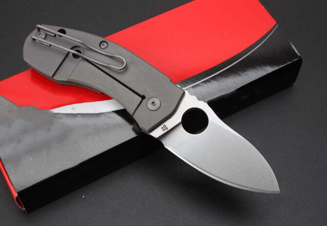 Mini Titanium Alloy High Quality  Folding Knife Stone Wash D2 Blade Outdoor Camping Safety Guard Pocket EDC Tool  HW590