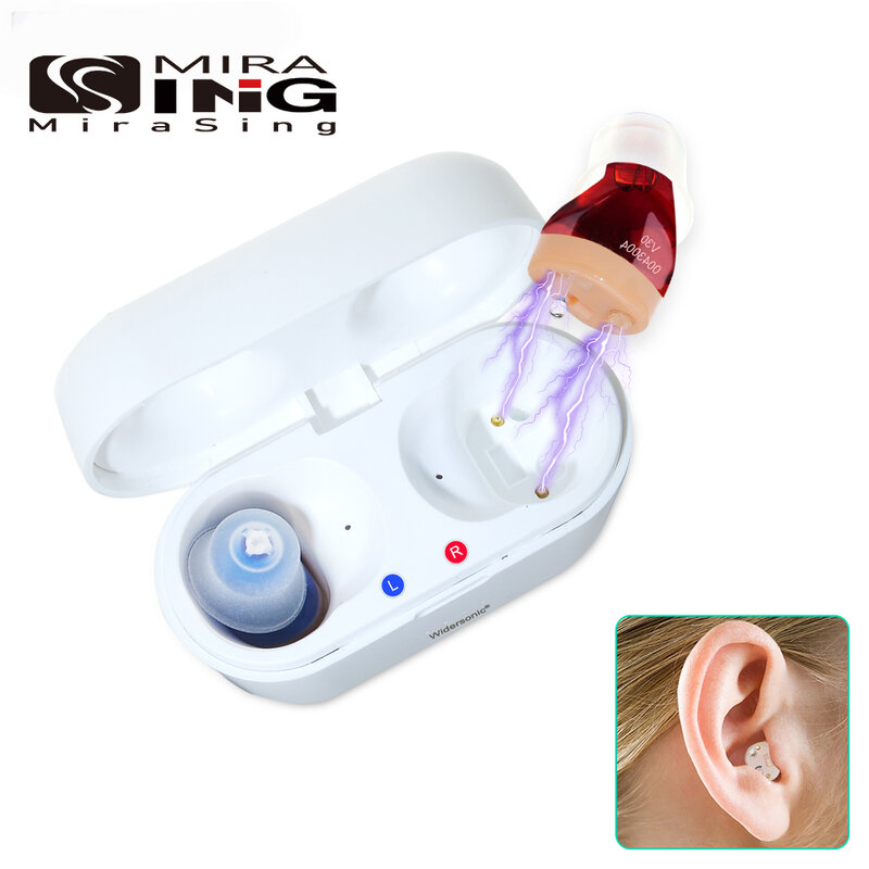 Rechargeable Hearing Aids V30 Intelligent Audifonos Mini Inner Ear for Elderly Sound Amplifier for Deafness with Charging Case