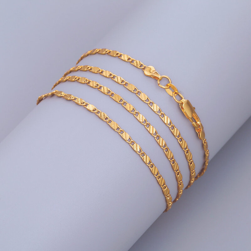 Catena di clavicola corta di moda europea e americana AliExpress vendita calda collana in oro 18 carati collana con pendente a catena piatta da 2mm