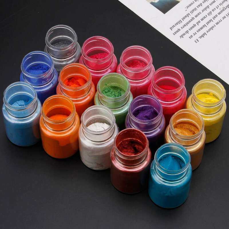 15pcs DIY Handmade Pearlescent Mica Powder Epoxy Resin Dye Pearl Pigment Resin Glue Pigments Material Crystal Mold Soap Making