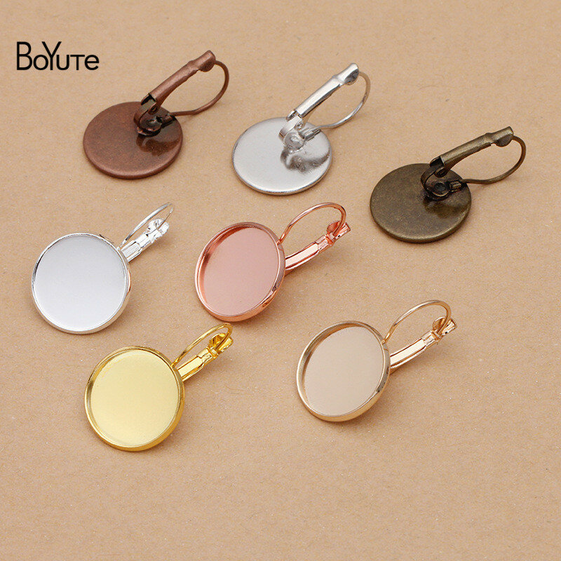 BoYuTe (50 Pieces/Lot) Fit 8-10-12-14-16-18-20-25MM Cabochon Earring Blanks Base Diy Handmade French Ear Hooks Accessories