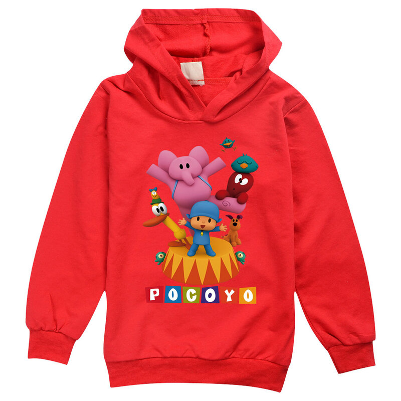 Pocoyoe-sudaderas con capucha para niños y niñas, ropa de dibujos animados, camisa de manga larga con capucha, abrigo de algodón, chaqueta de otoño para bebés