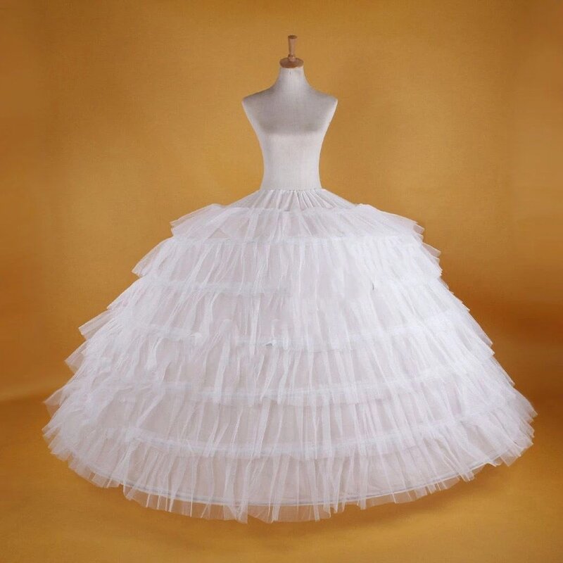 Белая супер большая Нижняя юбка для свадьбы, выпускного вечера, 6 обручей, кринолин