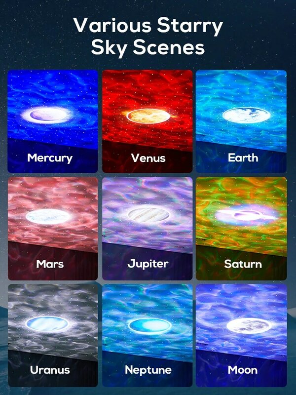 Starry Sky Led Galaxy โปรเจคเตอร์ Nightlight เด็กของขวัญ Deco หมุน Blueteeth เพลง Star Projection USB Night Light โคมไฟห้องนอน