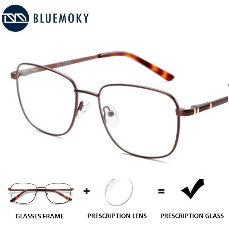 BLUEMOKY-스퀘어 처방 프로그레시브 안경, 남성 근시 원시 광학 안경 블루라이트 차단 광변색 안경