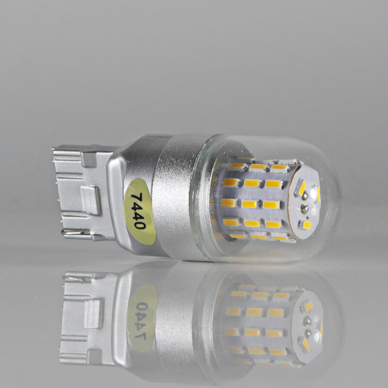 Lámpara LED canbus T20 7440 W21W WY21W 7443 24v Dc 12v 3W, carcasa de cristal para intermitente, luces traseras, Bombilla de freno smd 3014, 39 LED