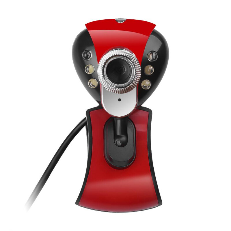 Webcam Full HD 1080P avec Microphone intégré, 360 degrés de vision, USB 2.0, 50.0M, 480P, 6 LED, pour ordinateur