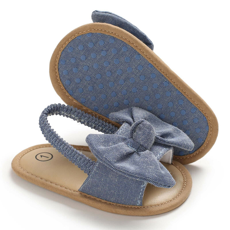 Bebé nudo de lazo para sandalias de verano lindo suave suela plana zapatos 