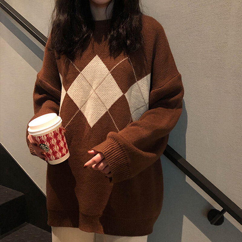 Jesienno-zimowy ciepły sweter z dzianiny damskie Oversize luźne swetry koreańskie swetry bluzki damskie swetry Casual odzież damska