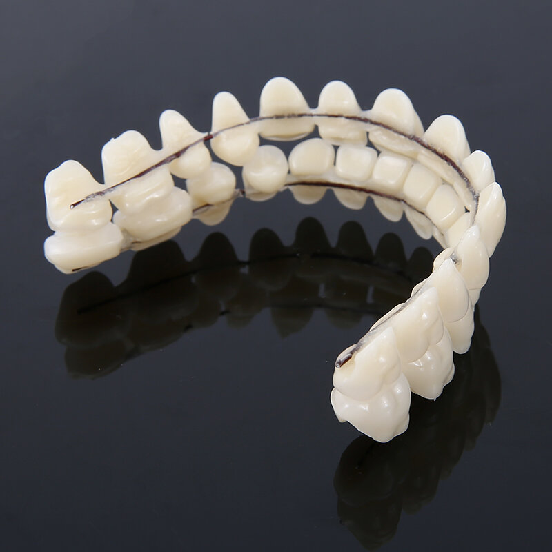 Anti-whitening Fake Tooth Cover Full Set Upper Lower Shade Dental Synthetic Resin False Fake Teeth Denture Care